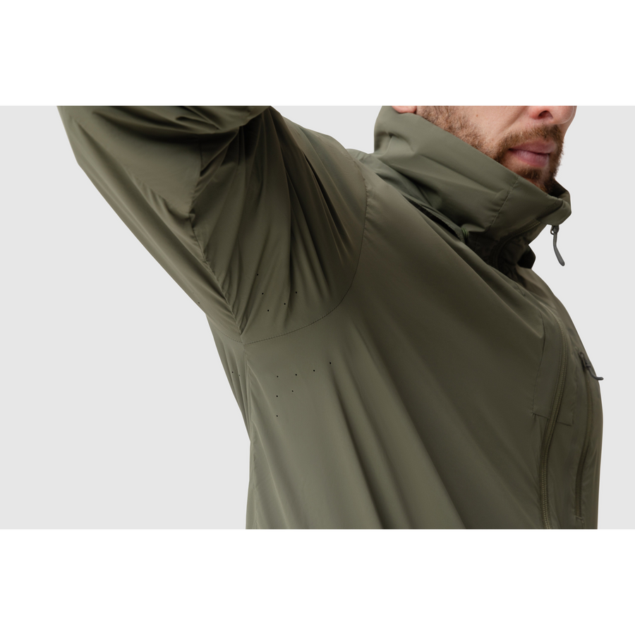 Close-up photo of the Tomahawk Performance Crosswind Jacket's underarm laser perforation for ventilation.