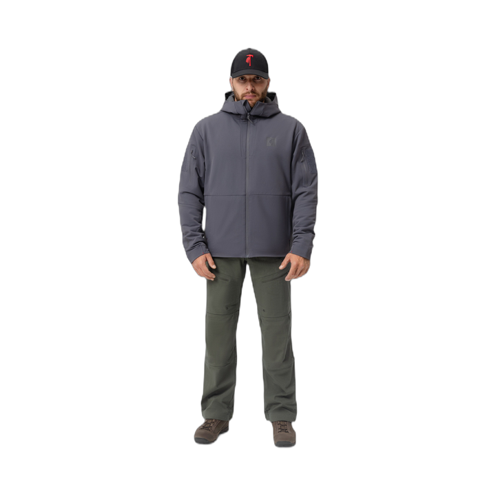 Frontal photo of the Tomahawk Performance Instructor Jacket, a tactical cold weather insulated jacket, in the Urban Grey color way.