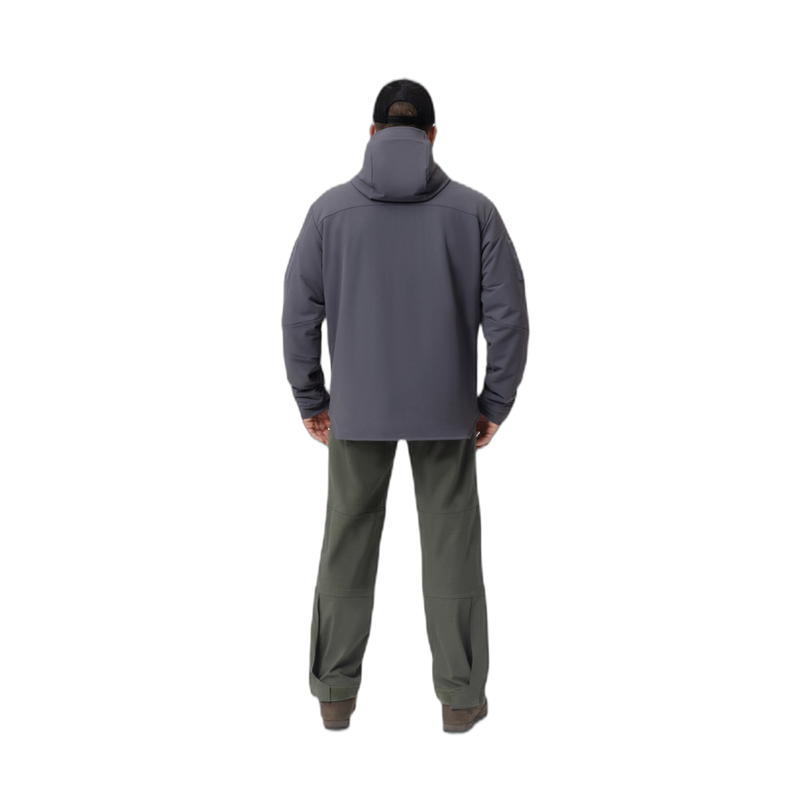 Back photo of the Tomahawk Performance Instructor Jacket, a tactical cold weather insulated jacket, in the Urban Grey color way.