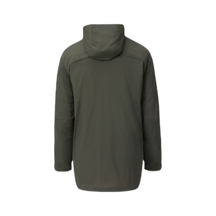 On form back photo of the Tomahawk Performance Overlayer Anorak, a lightweight tactical weather protective layer, in Ranger Green.
