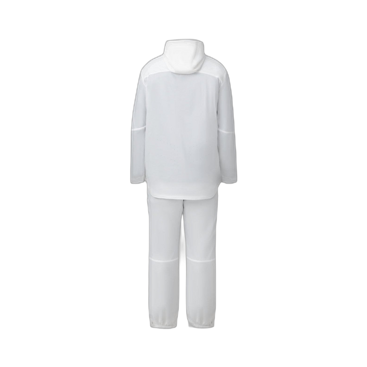 On form back photo of the Tomahawk Performance Overlayer Anorak and Overlayer Pants set, a tactical arctic concealment solution, in Overwhite.

