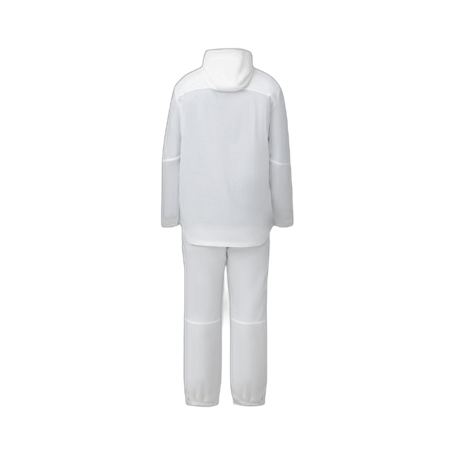 On form back photo of the Tomahawk Performance Overlayer Anorak and Overlayer Pants set, a tactical arctic concealment solution, in Overwhite.
