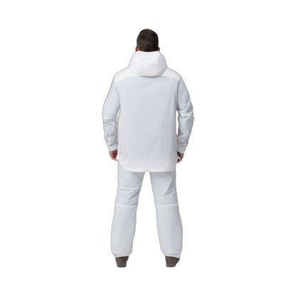 Back photo of the Tomahawk Performance Overlayer Anorak and Overlayer Pants, a tactical alpine overwhites set, in the Overwhite color way.